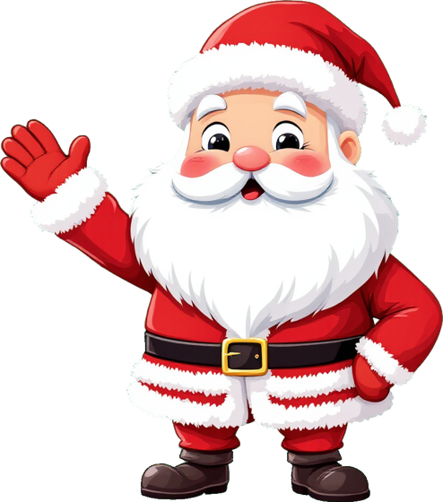 Cartoon Santa waving hello